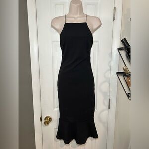 NWT H&M Black Strappy Dress with ruffle flare hem size 0/XXS